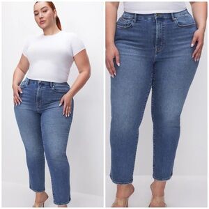 Good American Blue Straight Leg Jeans